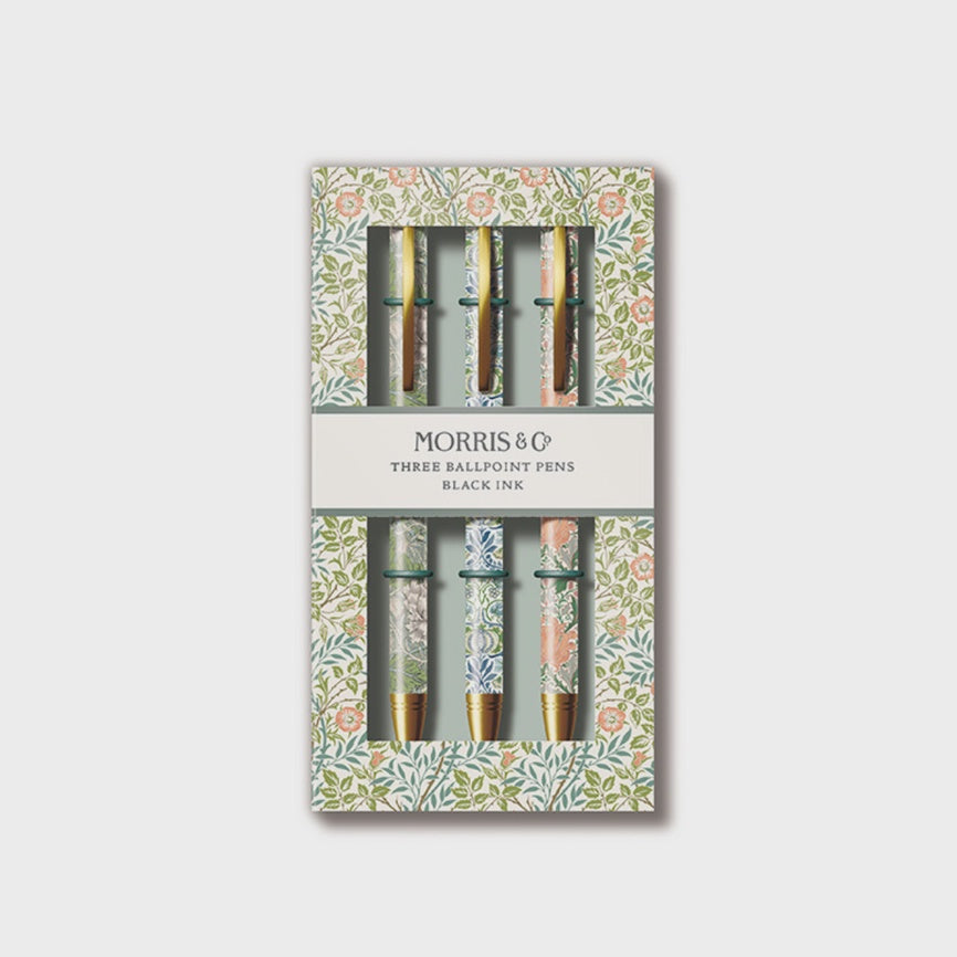 William Morris Gift Set of 3 Pens - Helena Peach Refillable