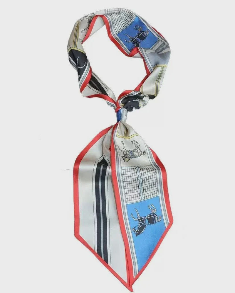 Satin Neck &amp; Bag Tie - Horsing Around Red