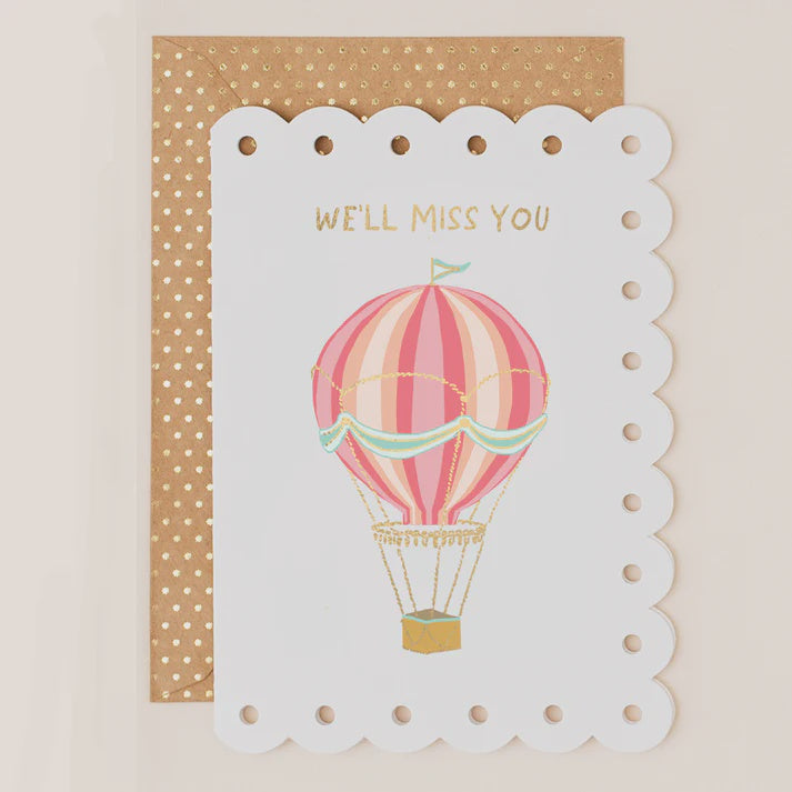 Hot Air Balloon Broderie Leaving Card