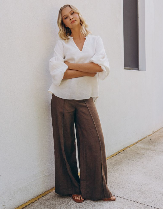 Camillia Seamed Linen Pant