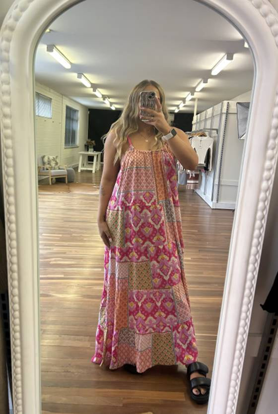 Pink Block Maxi Dress