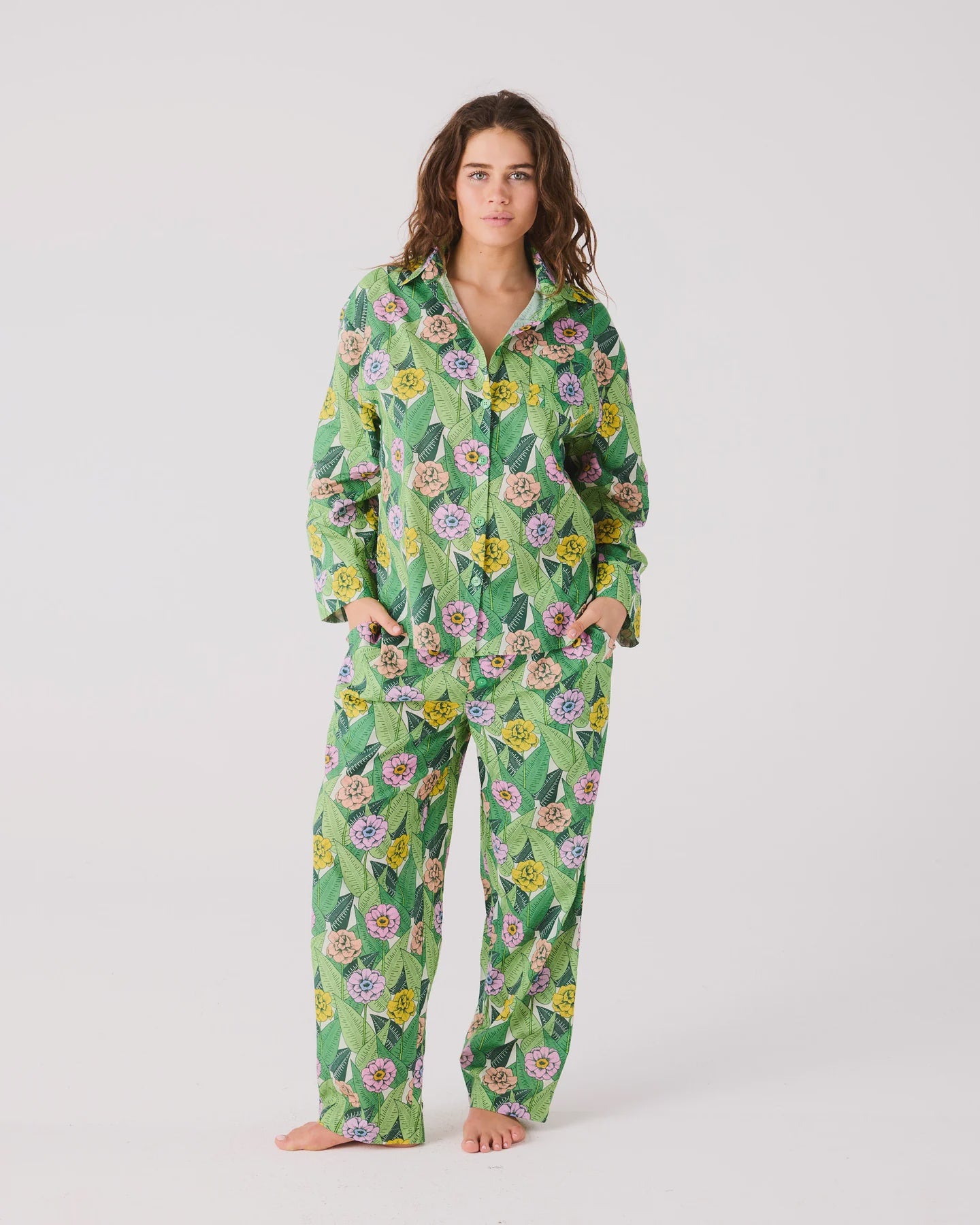 In Bloom Adult Organic Cotton Long Sleeve Shirt &amp; Pant Pyjama Set