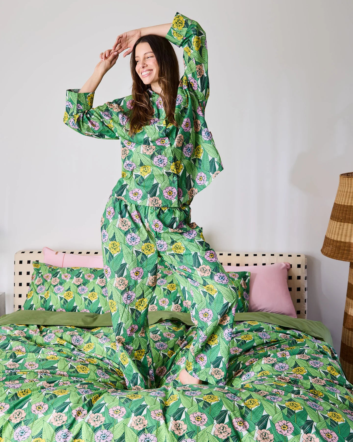 In Bloom Adult Organic Cotton Long Sleeve Shirt &amp; Pant Pyjama Set