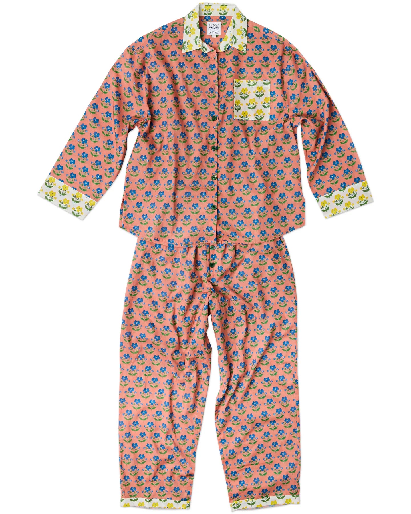 Kip&amp;Co x Anna Spiro Indian Summer Rose Adult Organic Cotton Long Sleeve Shirt &amp; Pant Pyjama Set