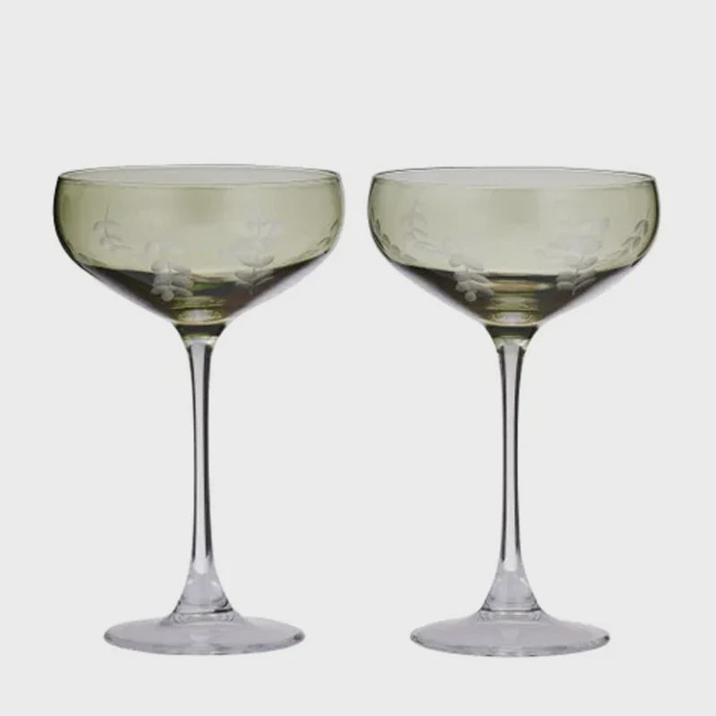 Indigo Glass Coupes - Set of 2