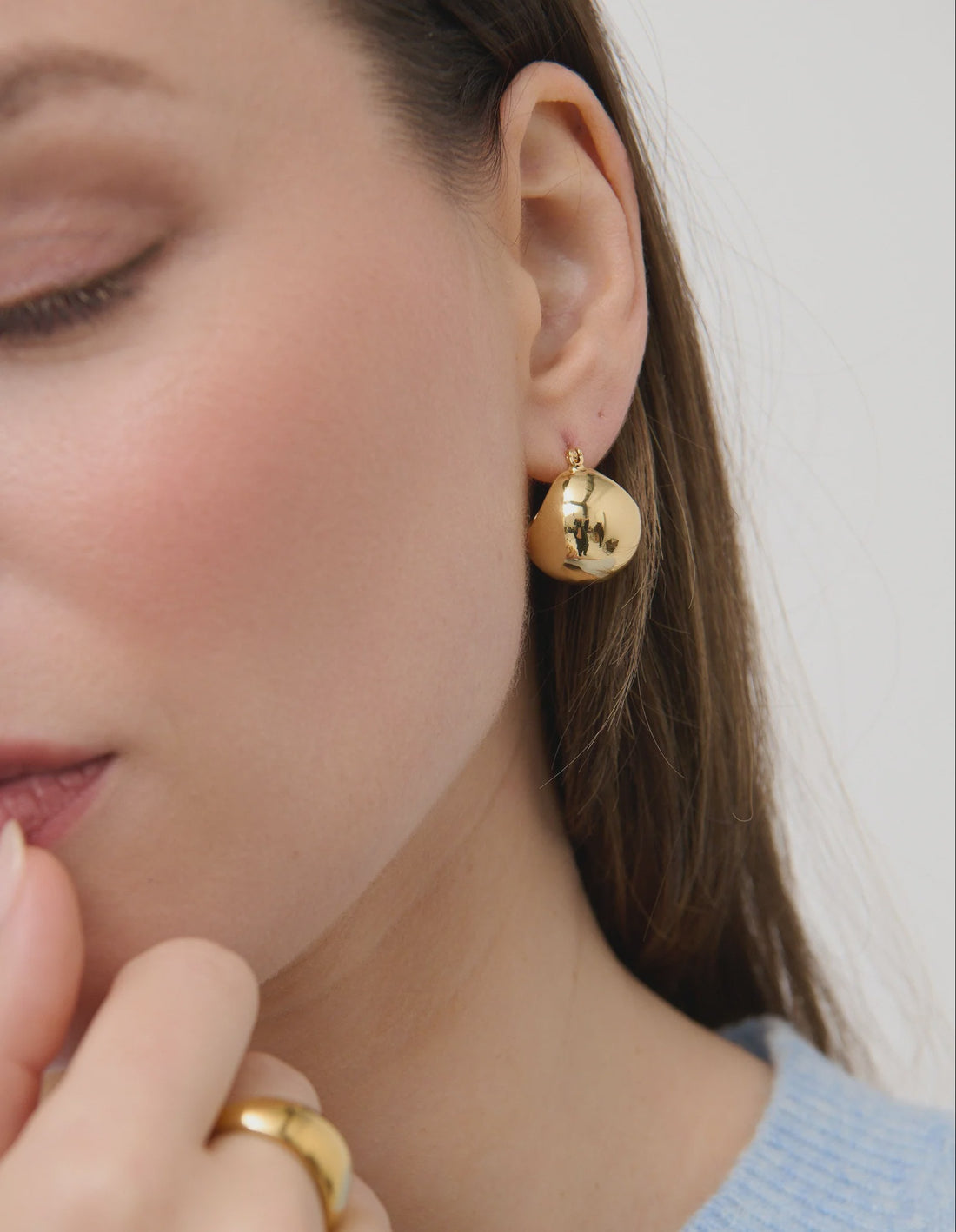 Ingrid 18K Gold Plated Dome Hoop Earrings