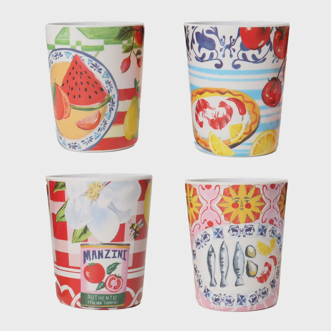 Italian Summer Melamine Cup Set of 4