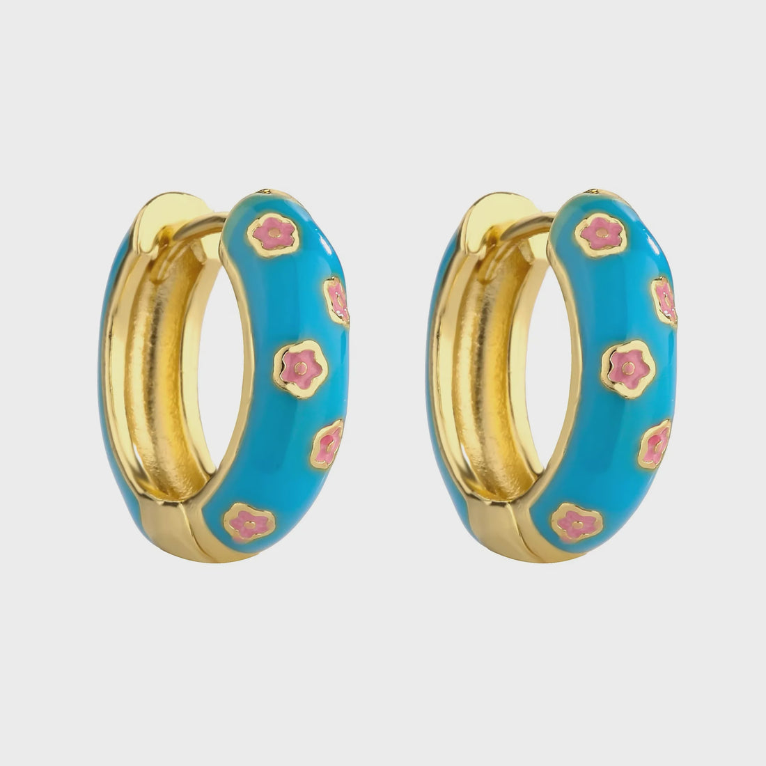Jane Enamel Hoop Earrings - Blue