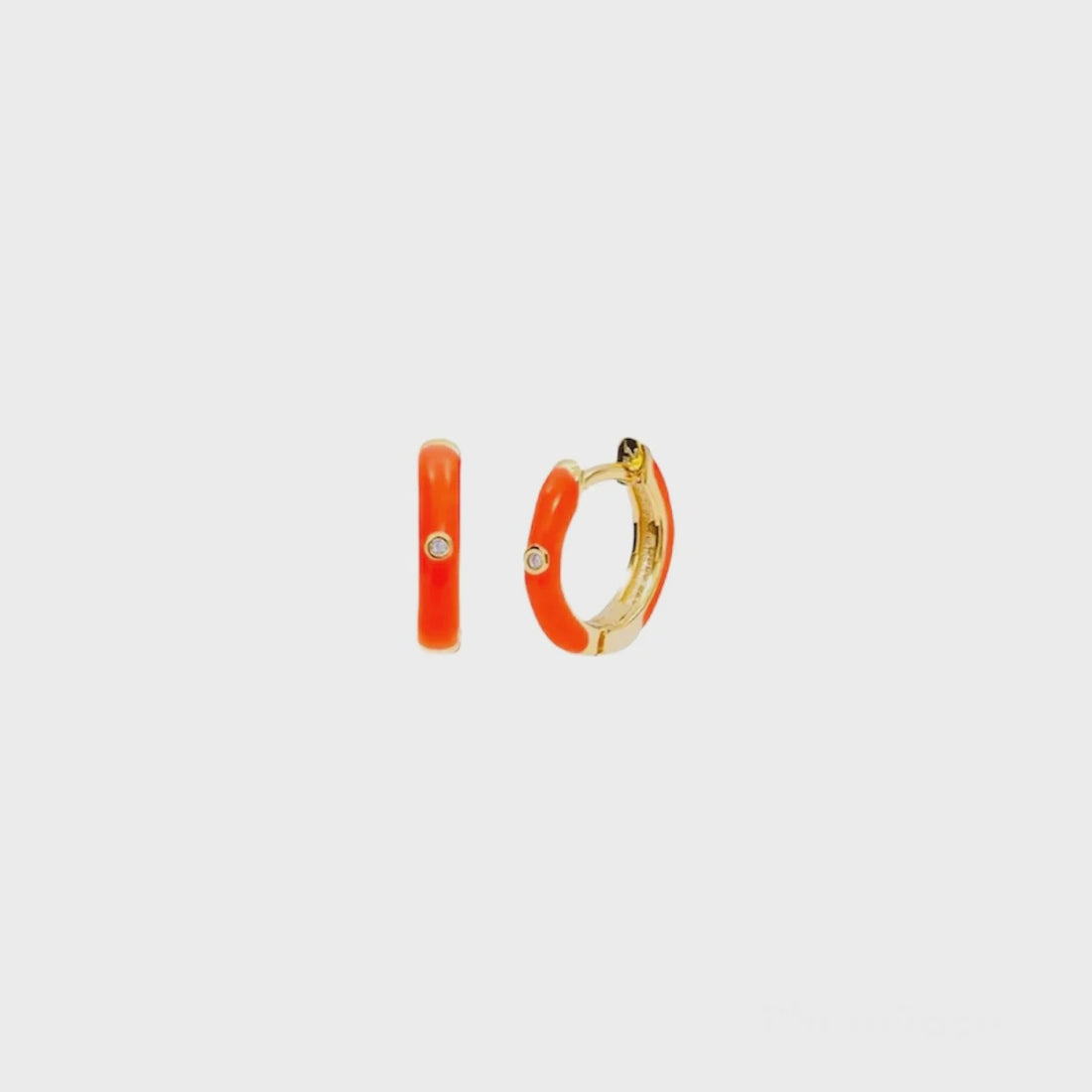Jane Enamel Hoop Earrings - Orange