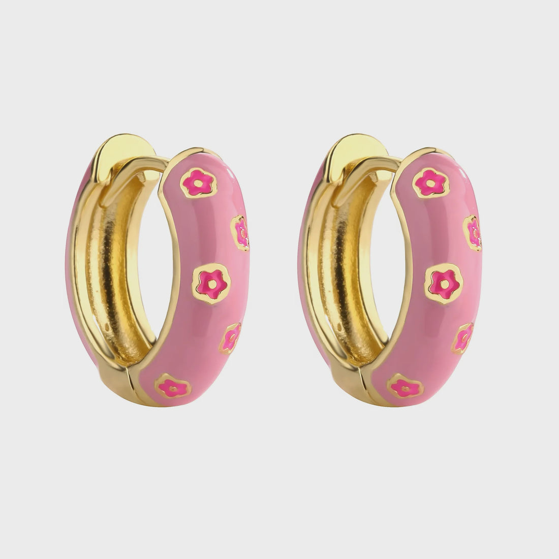Jane Enamel Hoop Earrings - Light Pink