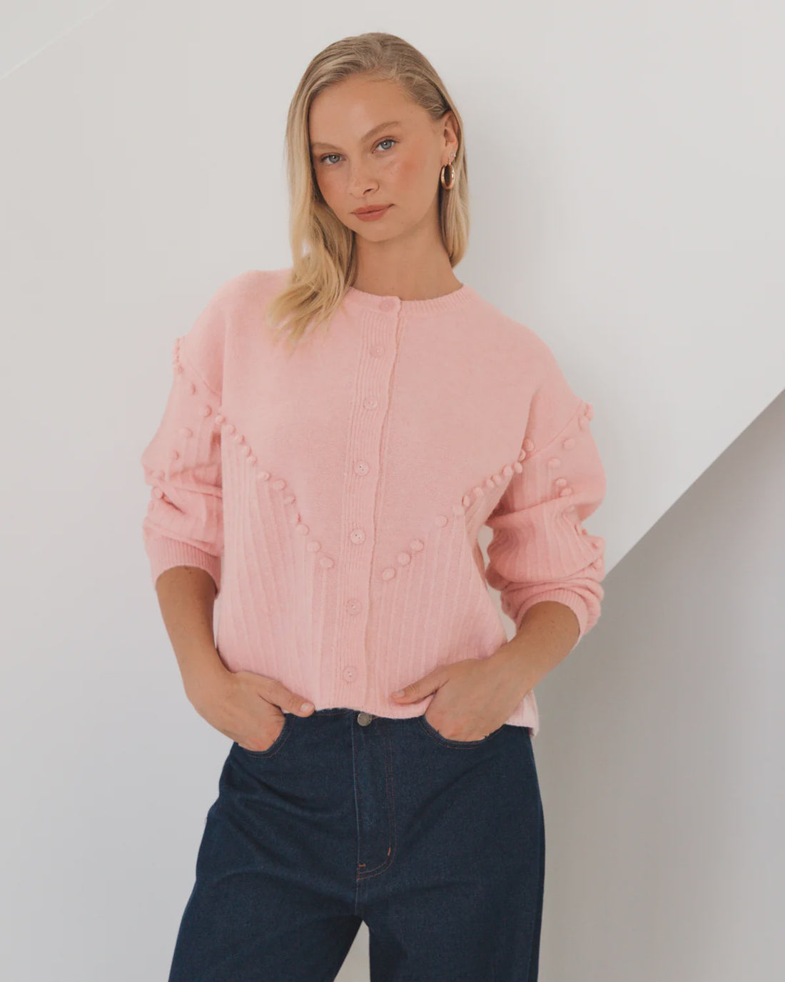 Janice Pom Pom Fringe Knit Cardigan