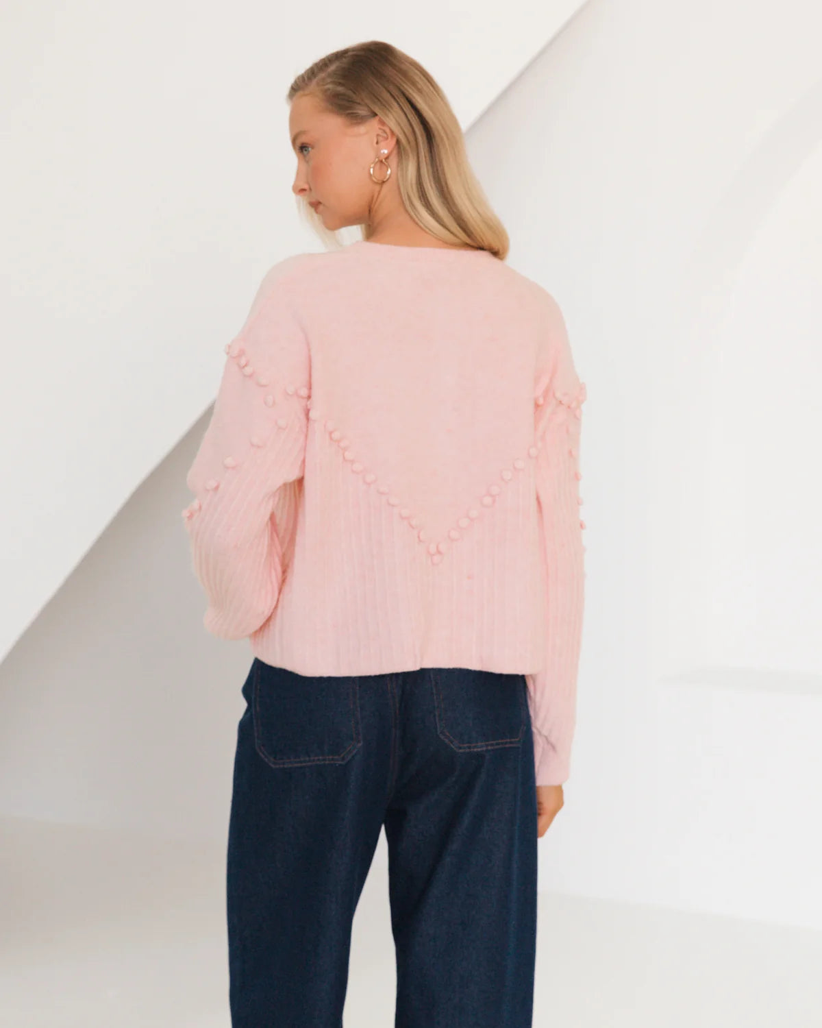 Janice Pom Pom Fringe Knit Cardigan