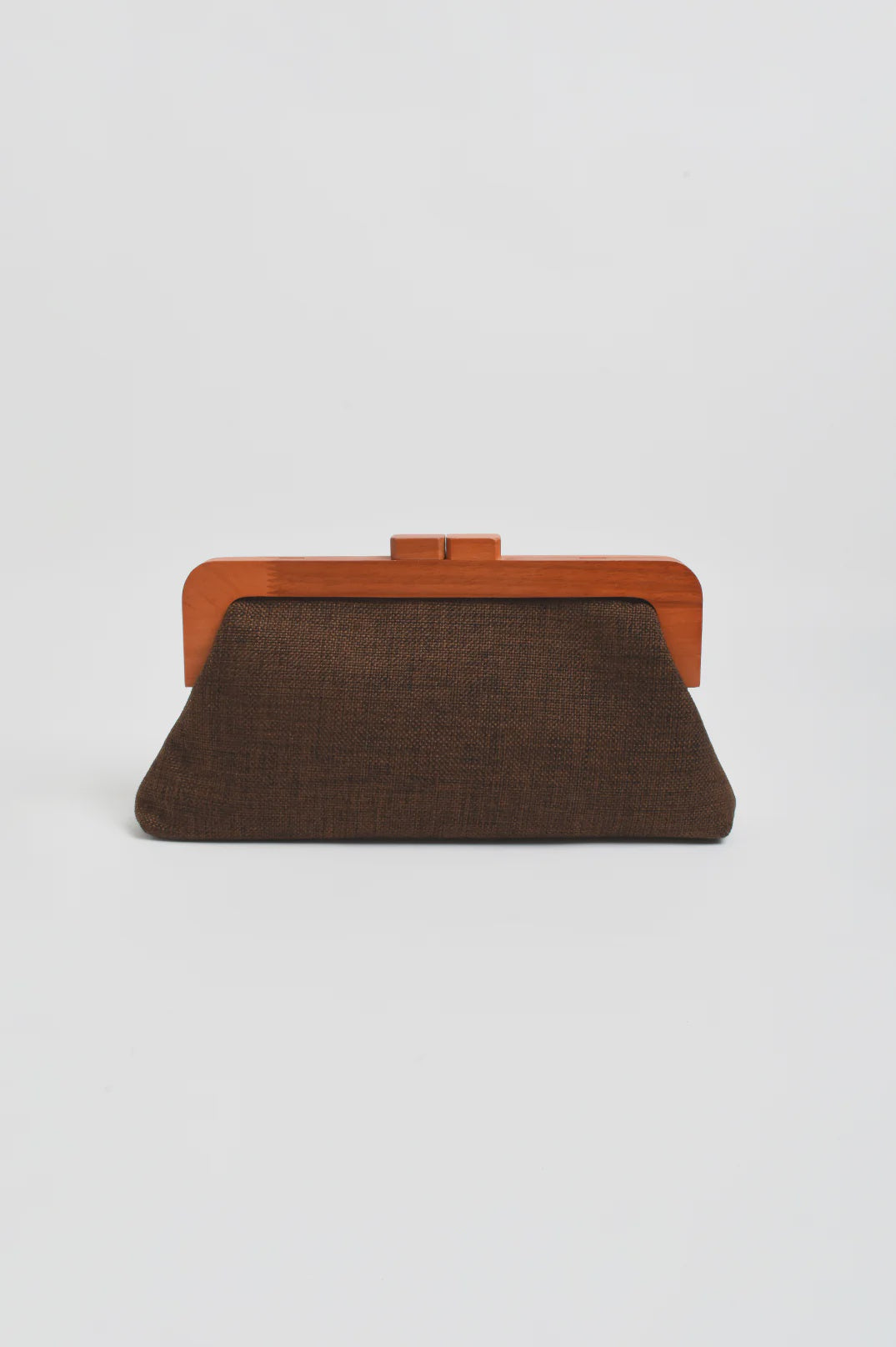 Jessie Textured Weave Timber Clutch - Chocolate
