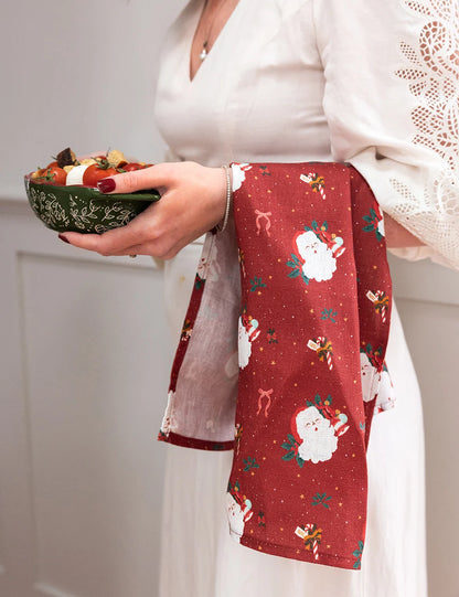Jingle Bells Linen Tea Towel