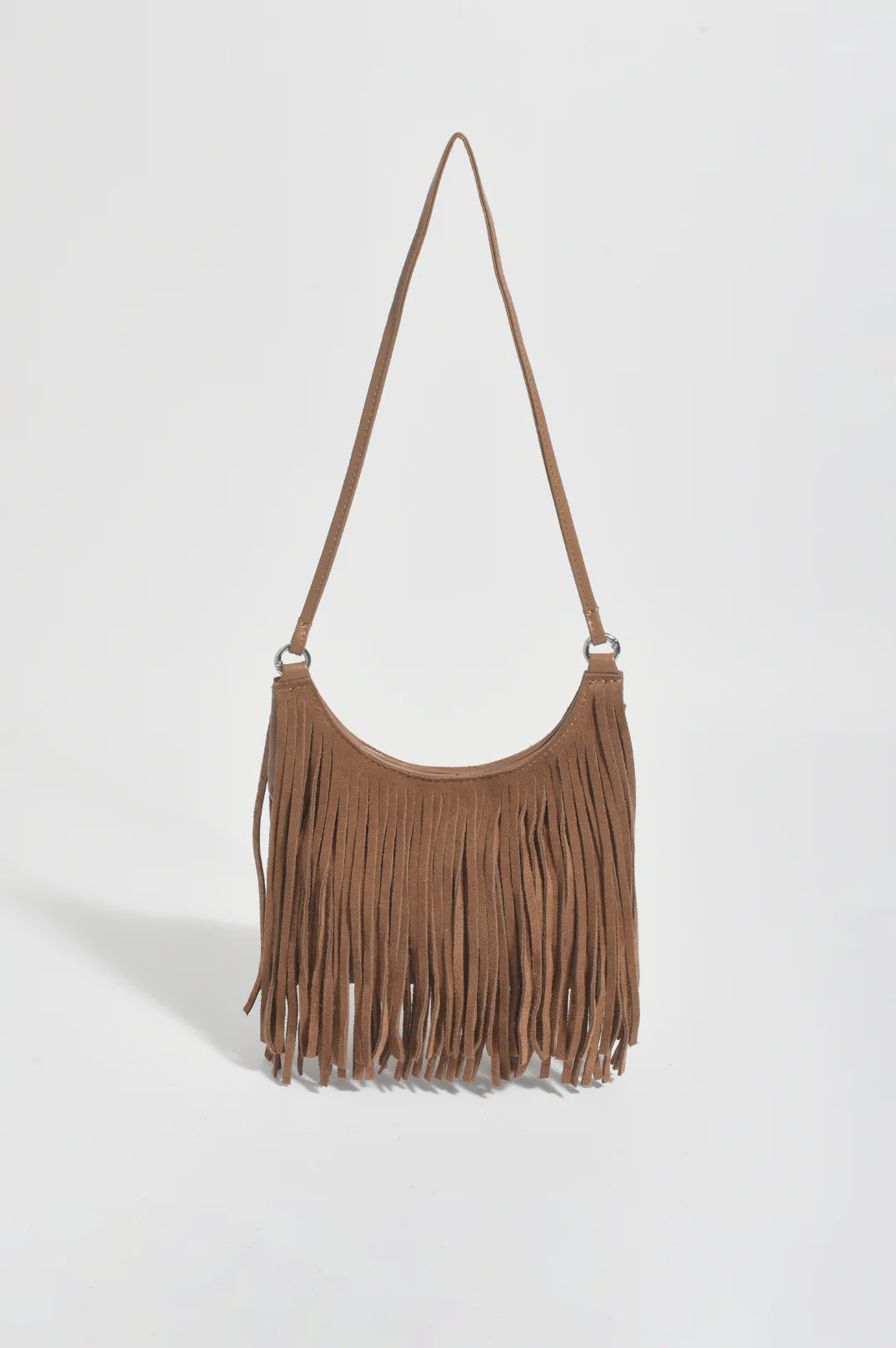 Kelsey Leather Suede Fringe Mini Bag - Tan