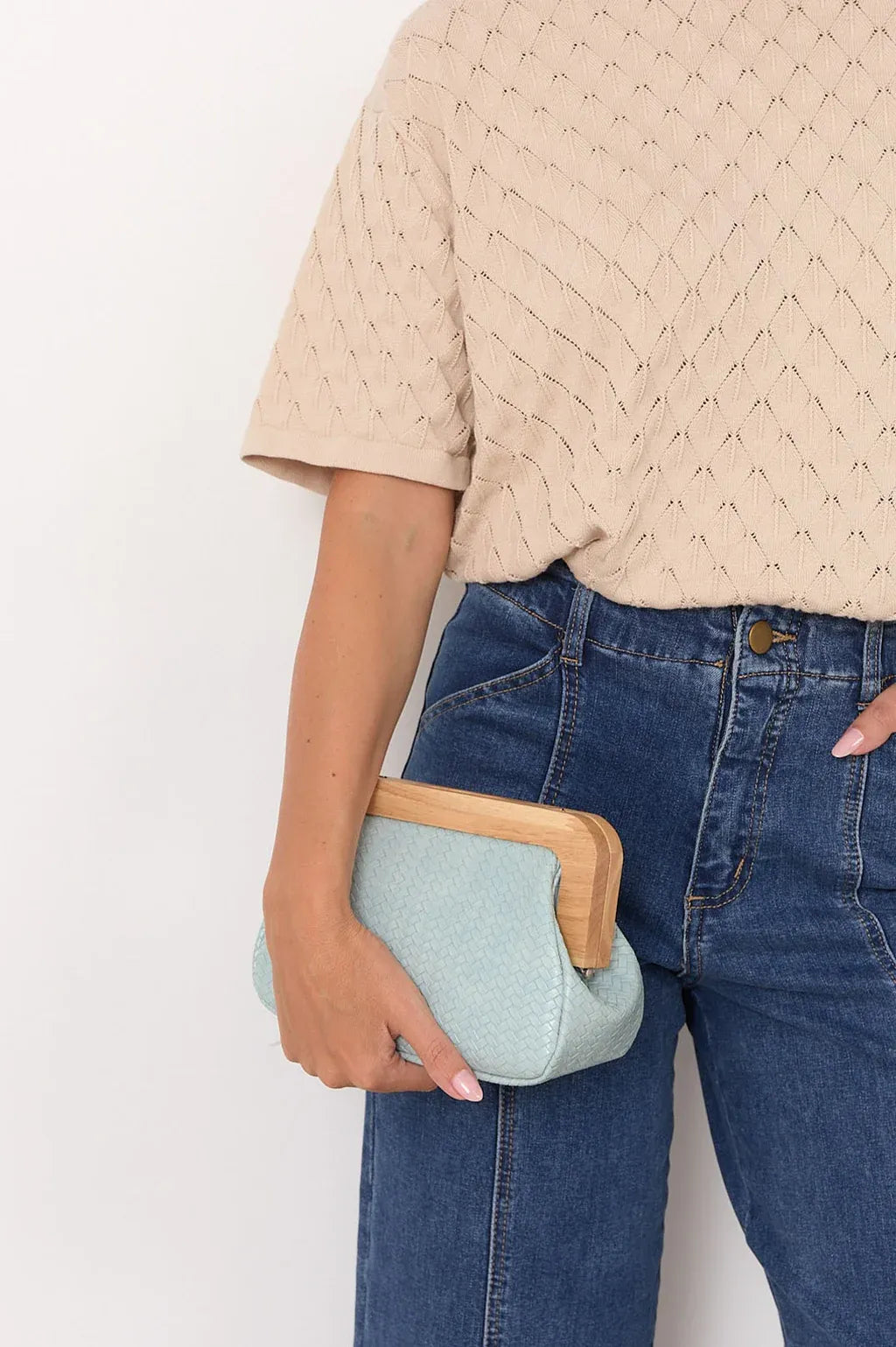 Kimmi Timber Frame Clutch - Blue