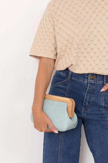Kimmi Timber Frame Clutch - Blue