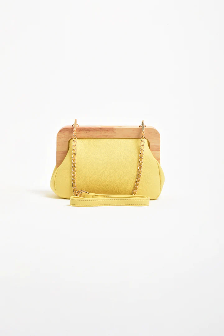 Kimmi Timber Frame Clutch - Yellow