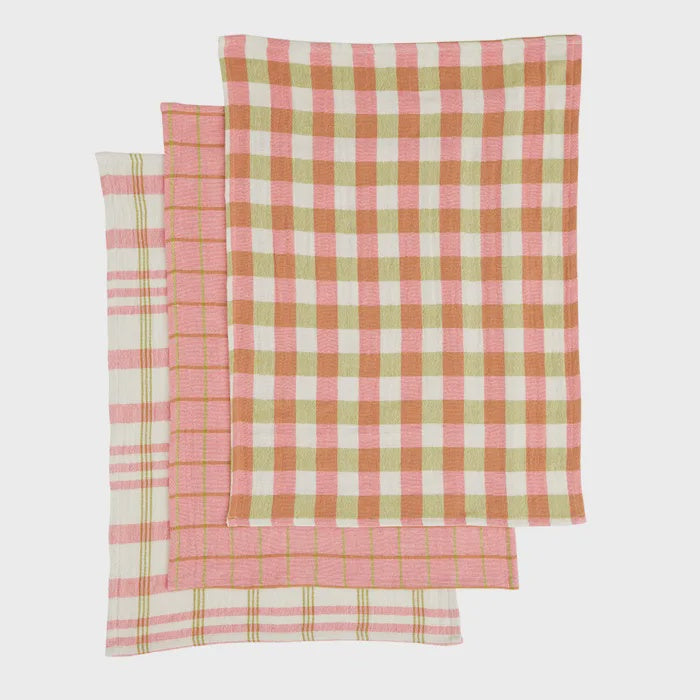 Kit Recycled Cotton Tea Towels - Set of 3 Pink