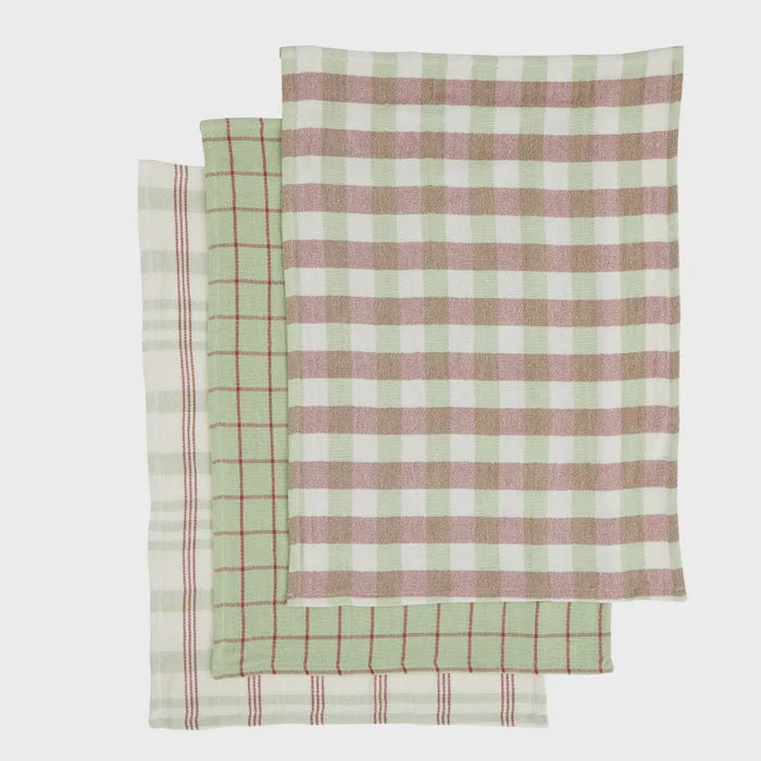Kit Recycled Cotton Tea Towels - Set of 3 Sage