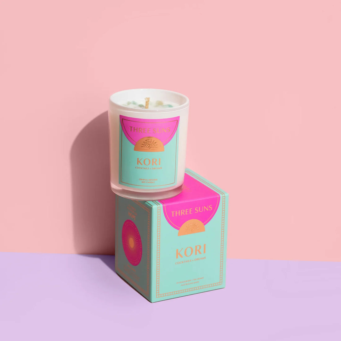 Three Suns Mini Crystal Candle - Kori - Cocktails &amp; Dreams