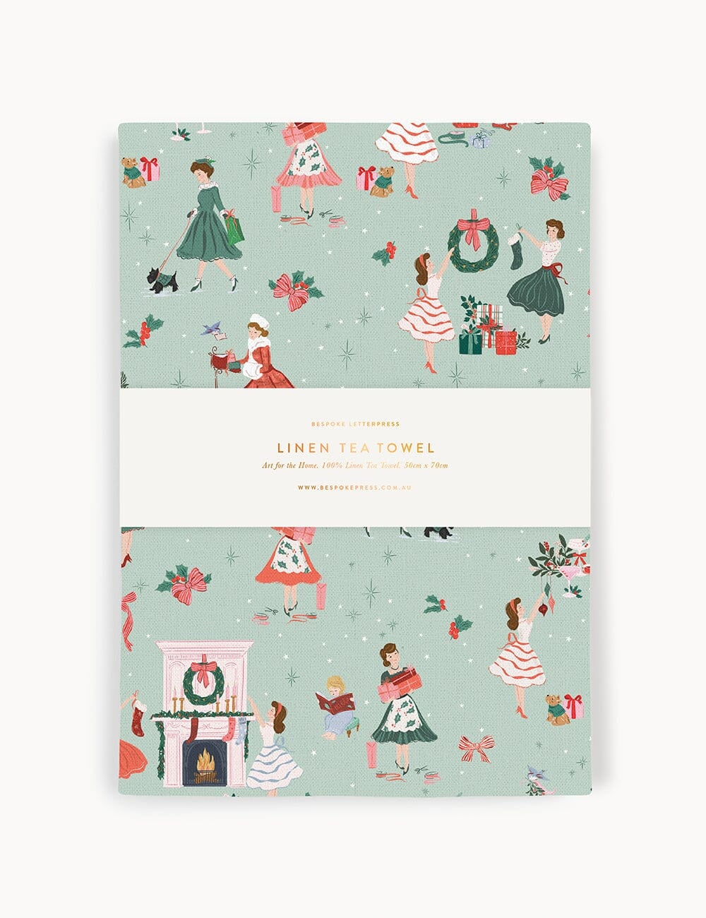 Christmas Ladies Linen Tea Towel