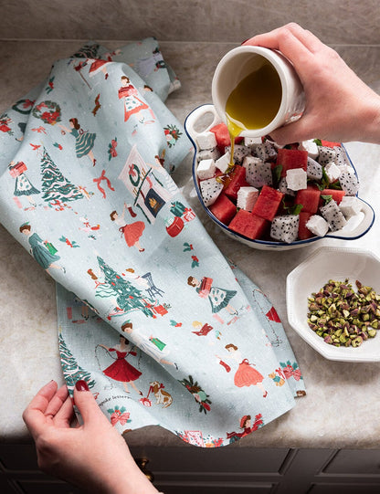 Christmas Ladies Linen Tea Towel