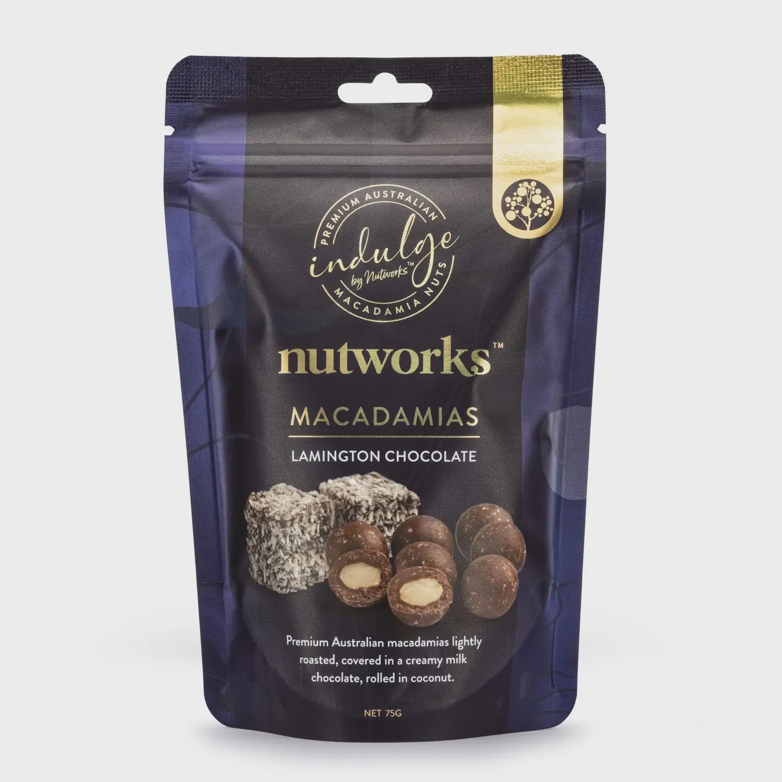 Nutworks Lamington Chocolate Macadamias 75g