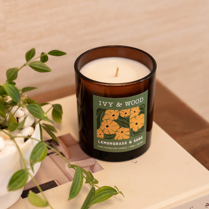 Lemongrass &amp; Sage Scented Candle