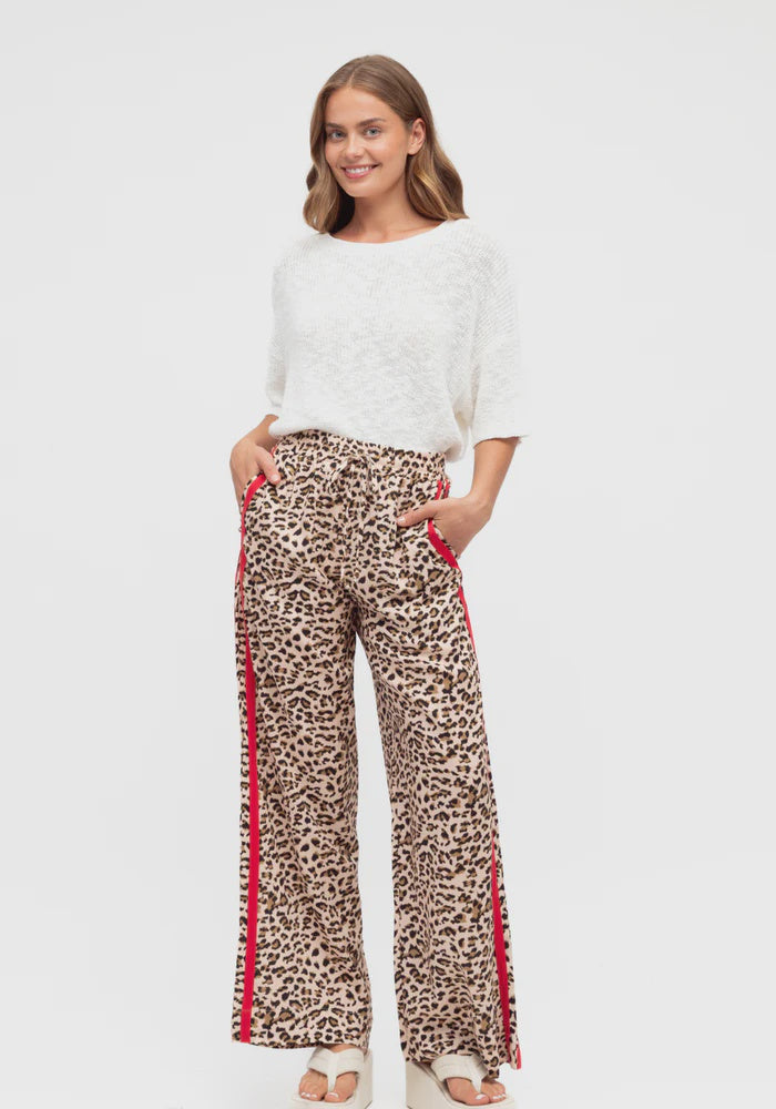Light Leopard Racing Stripe Pants