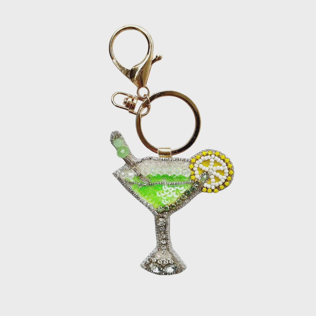 Lime Cocktail Beaded Key Chain