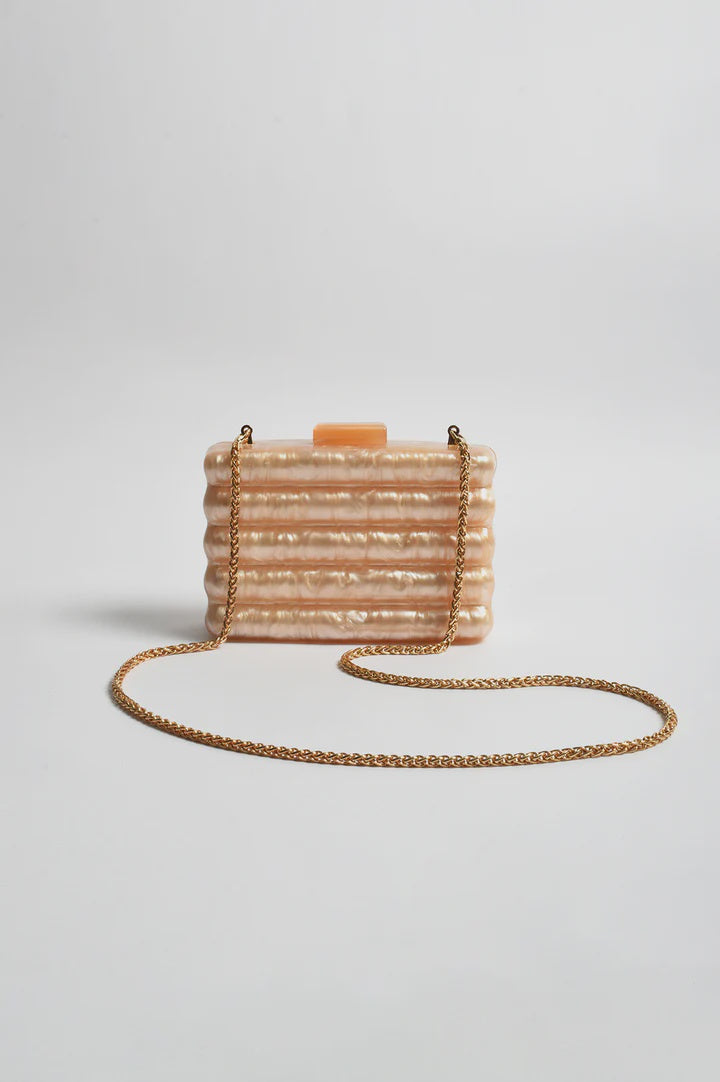 Lucette Wavy Resin Structured Clutch - Champagne