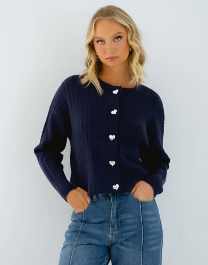 Madison Heart Button Cardigan