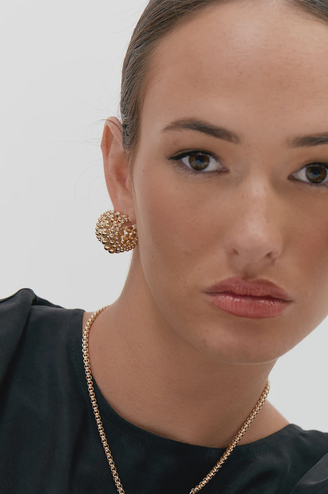 Many Rows Metal Ball Earrings