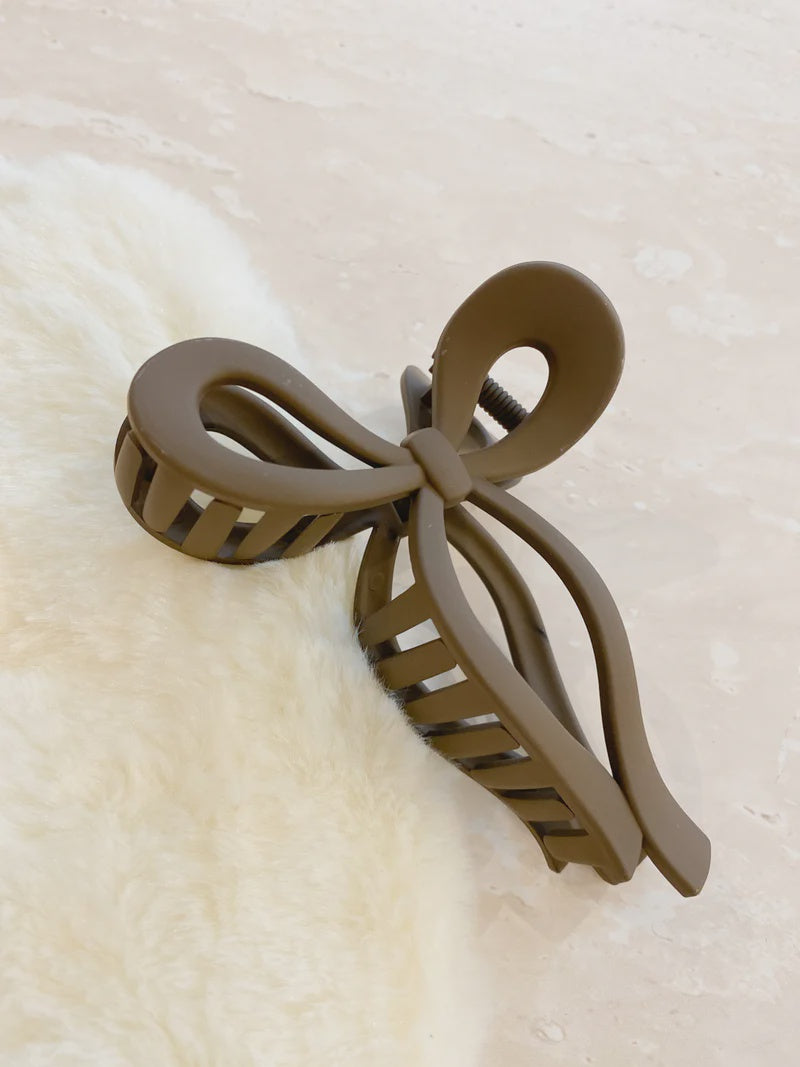 Matte Bow Claw Clip - Brown