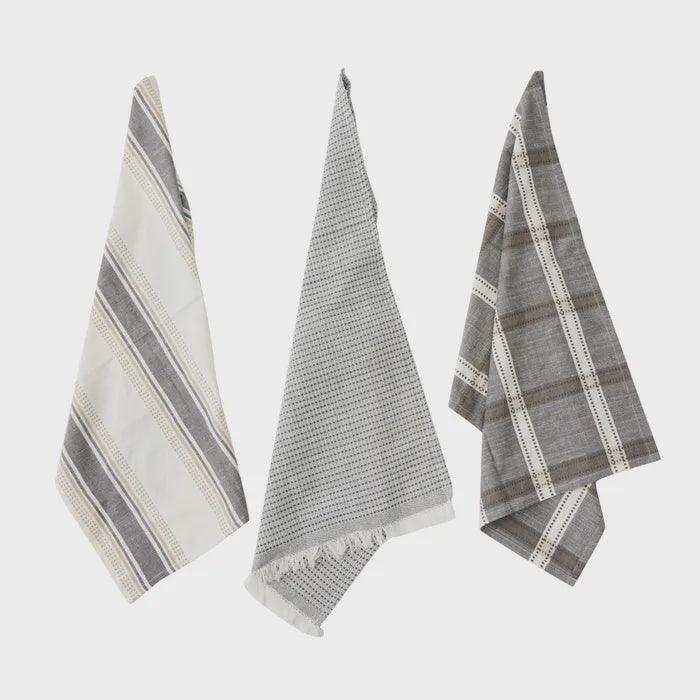Maye Cotton Tea Towels 50x70cm - Set of 3 Grey