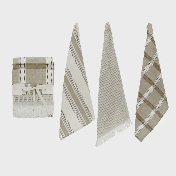 Maye Cotton Tea Towels 50x70cm - Set of 3 Olive