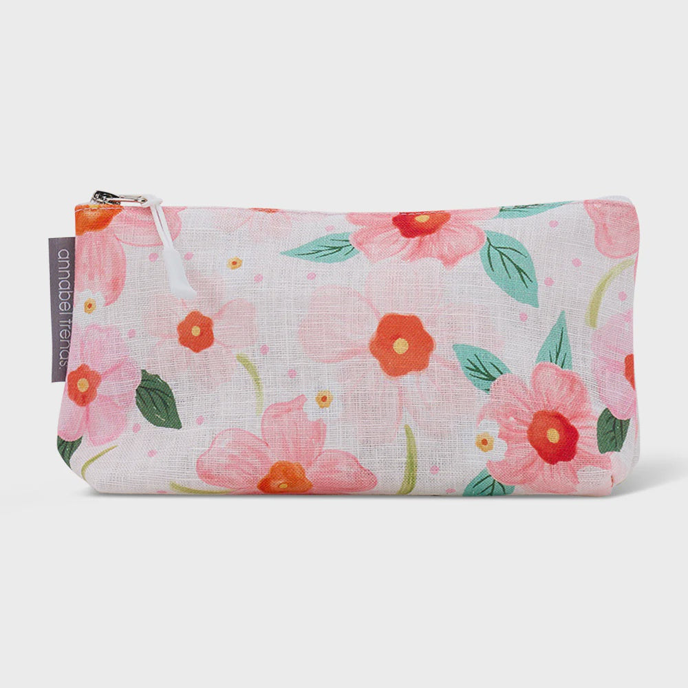 Linen Cosmetic Case - Small Meadow Blush