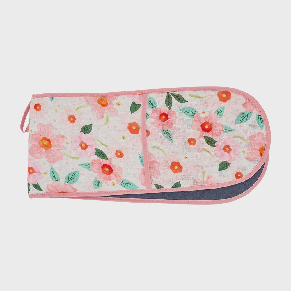 Linen Double Oven Mitt - Meadow Blush