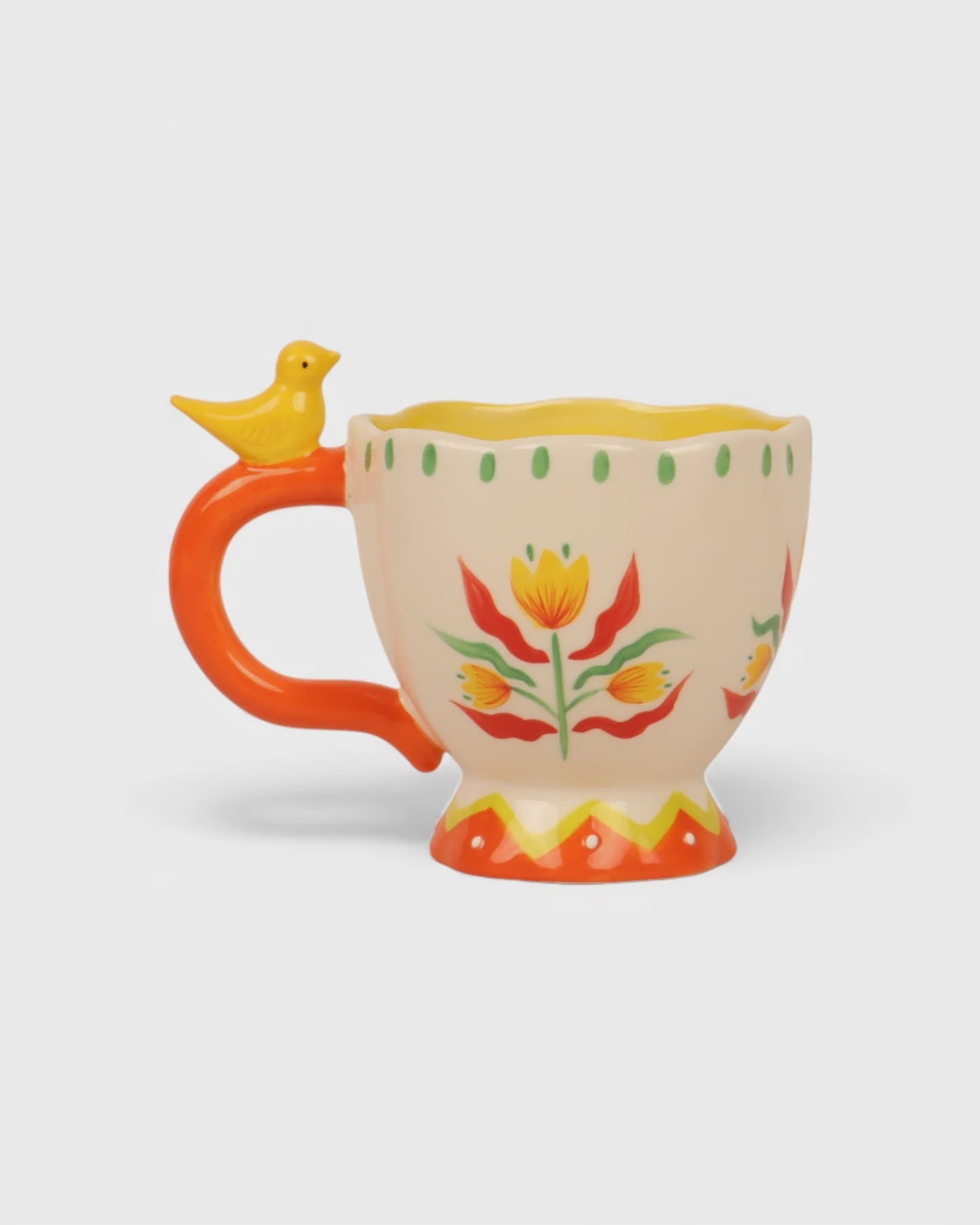 Retro Folk Stoneware Hand Painted Mug