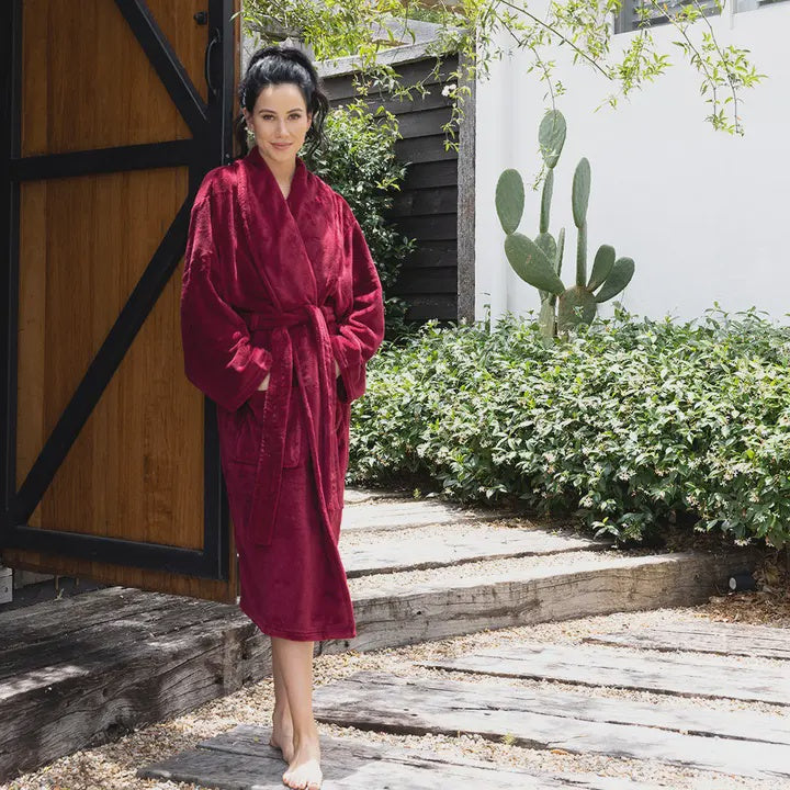 Microplush Bath Robe - Merlot