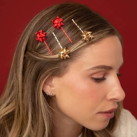 Metal Gift Bow Hair Pins - Set of 4