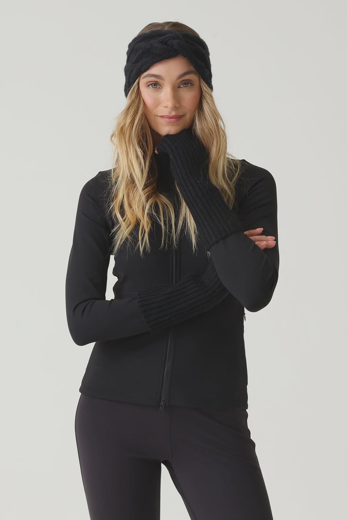 Michelle Cable Knit Headband - Black
