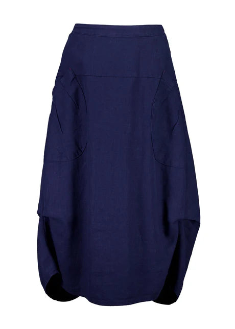 Milwaukee Fiesta Skirt in Navy Slub Linen