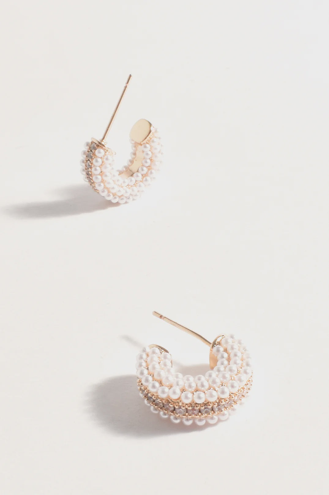 Mini Faux Pearl Event Hoops - Gold