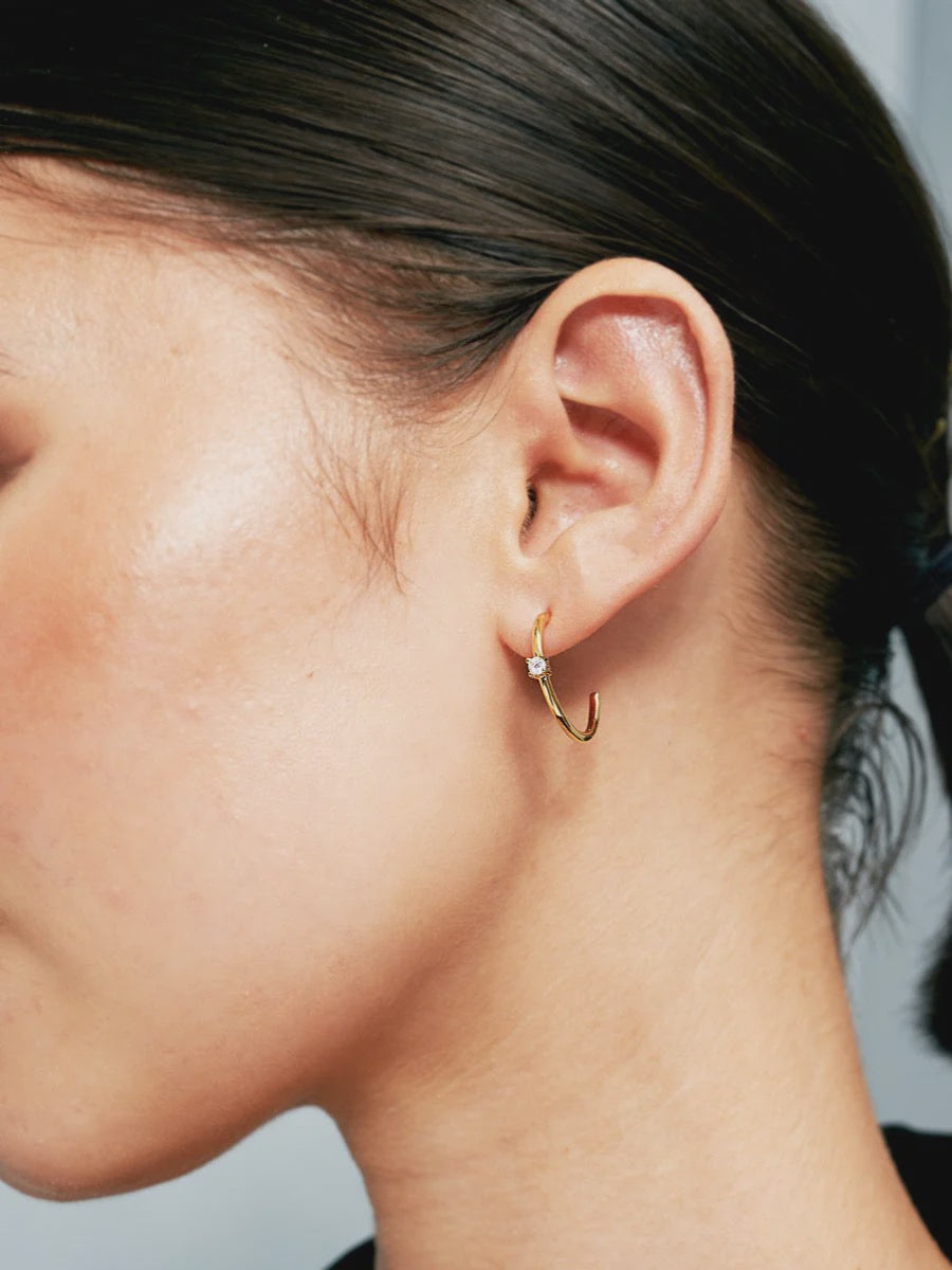 Minimal Diamante Gold Earrings