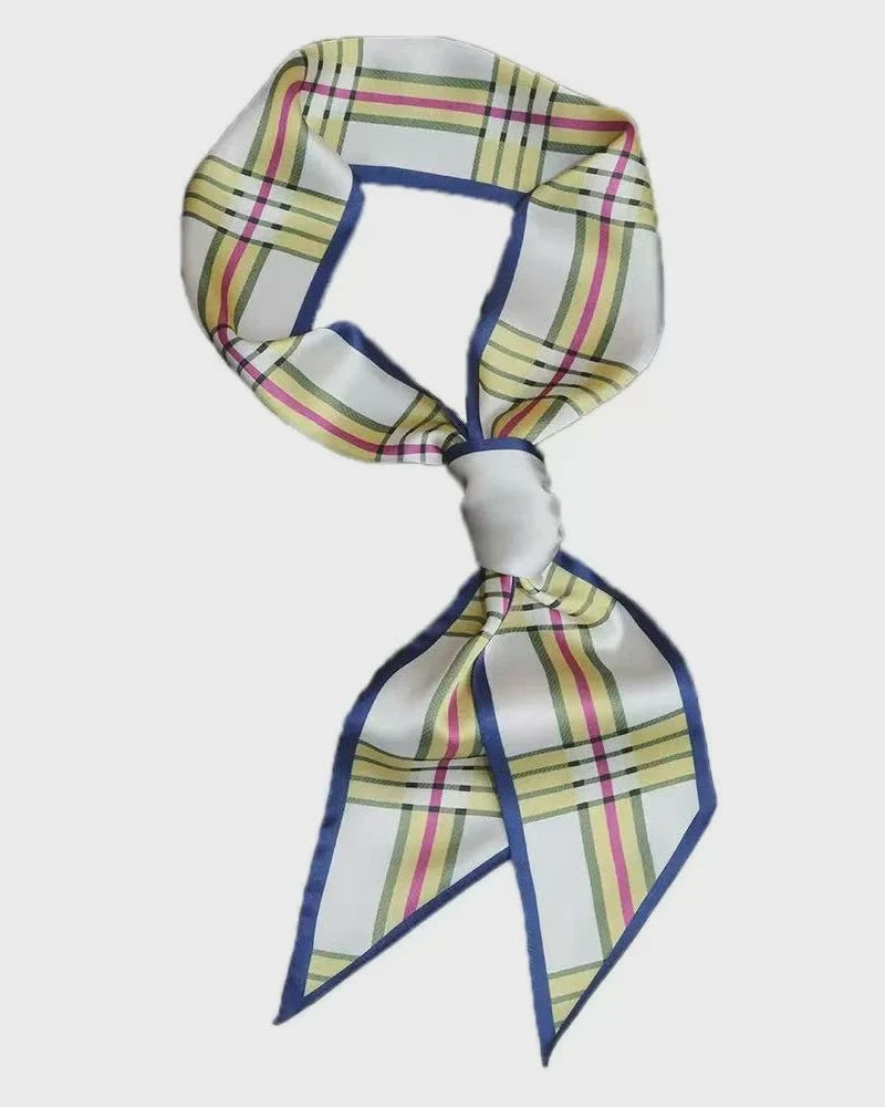 Satin Neck Scarf &amp; Bag Tie - Multi Check