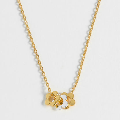 Multi Flower Bead Necklace - Gold Chain