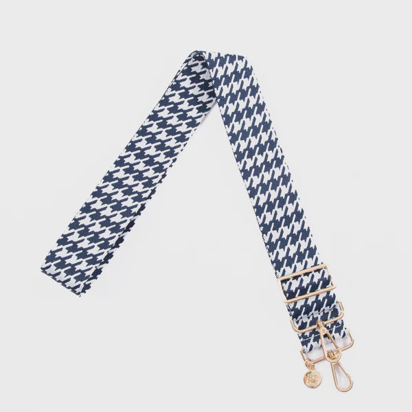 Guitar Strap - Navy White Houndstooth