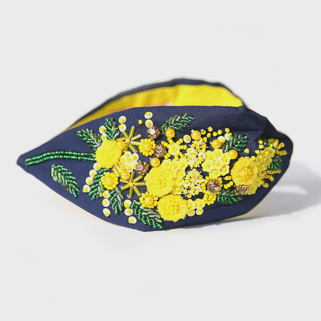 Navy Wattle Beaded Headband